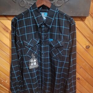 DIXXON Black and Blue Plaid Men's Shirt